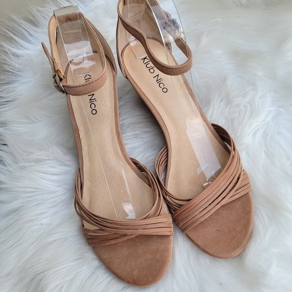 New Klub Nico Tan Strappy Wedge 10 - Picture 4 of 7